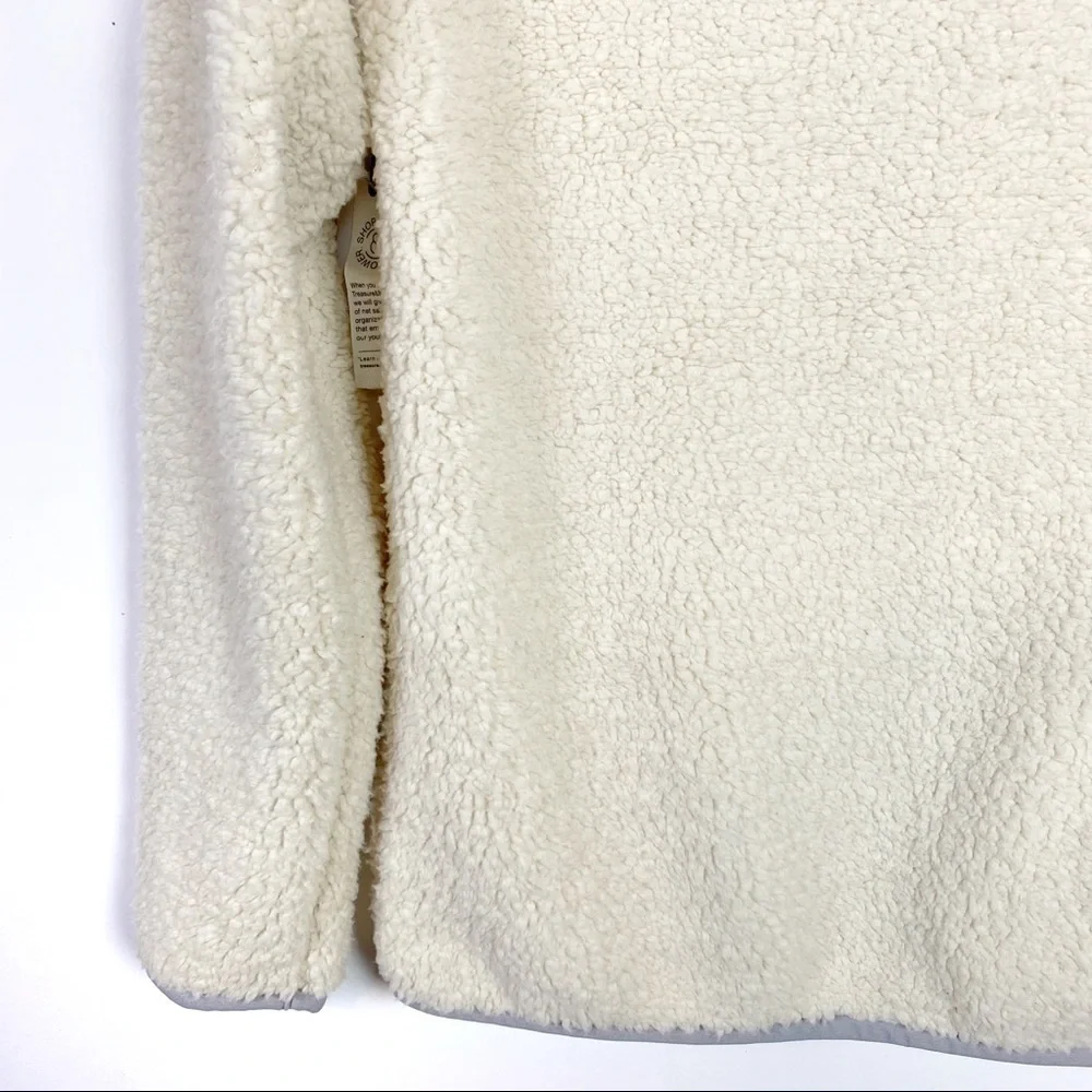 NEW Treasure & Bond Boys Fleece Baseball Style Jacket In Ivory Shadow Size XXL